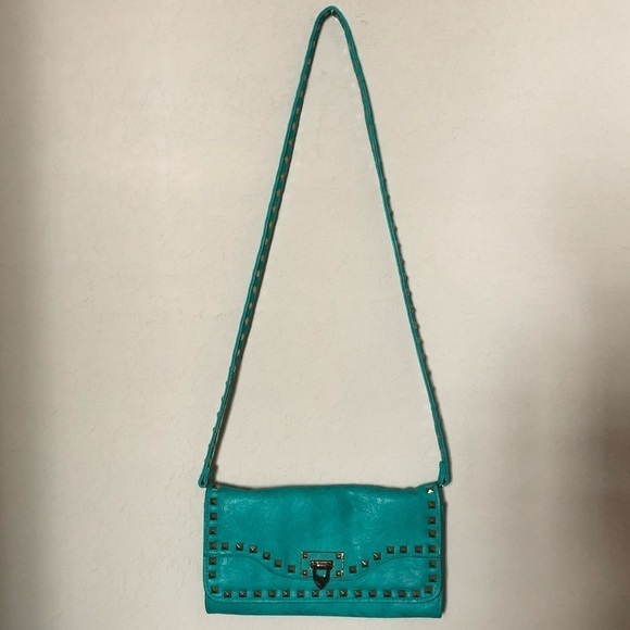 BLUE FAUX LEATHER URBAN EXPRESSIONS CROSSBODY BAG - Picture 2 of 8